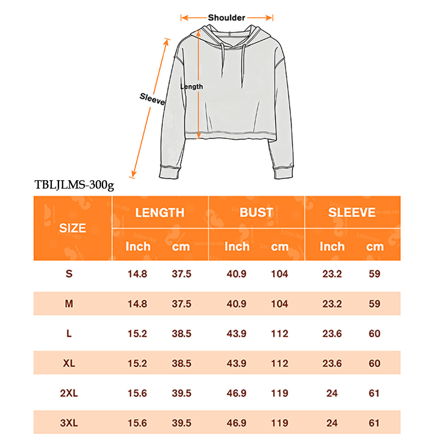 Allover Print Cropped Hoodie Without Hem - 300g
