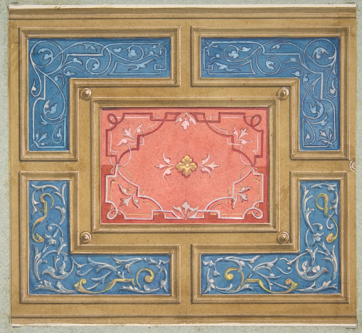 Design for a coffered ceiling with painted panels 184097