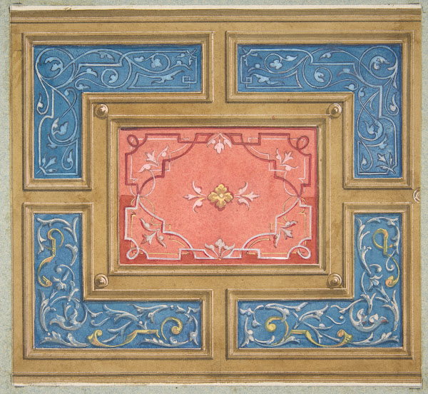 Design for a coffered ceiling with painted panels 184097