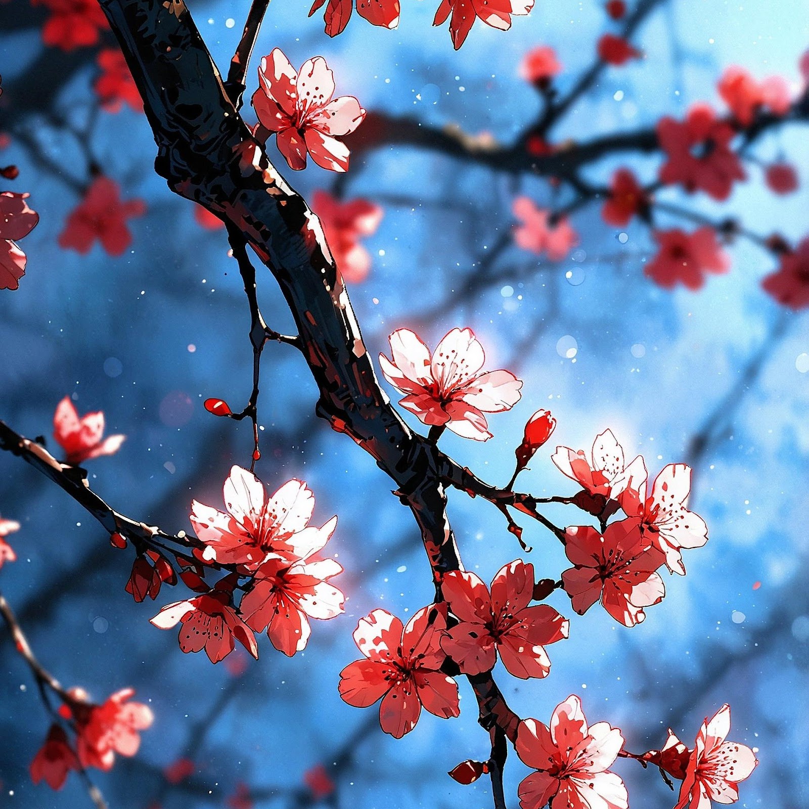 Download Dramatic Cherry Blossoms Blue Sky 2K iPhone