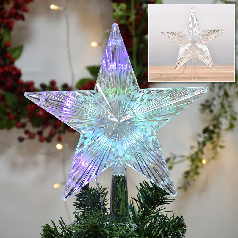Transparent LED Christmas tree top star made of acrylic