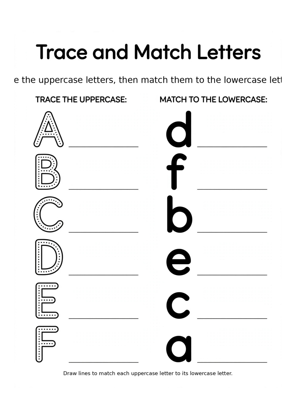 Trace and Match Letters Worksheet