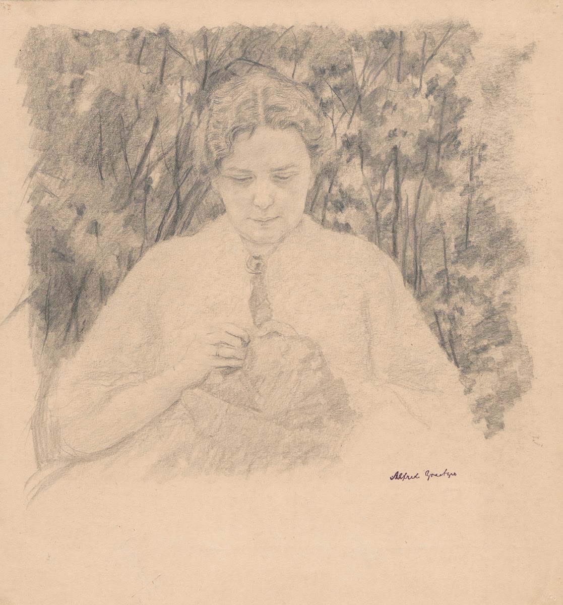 Embroidering woman 1900