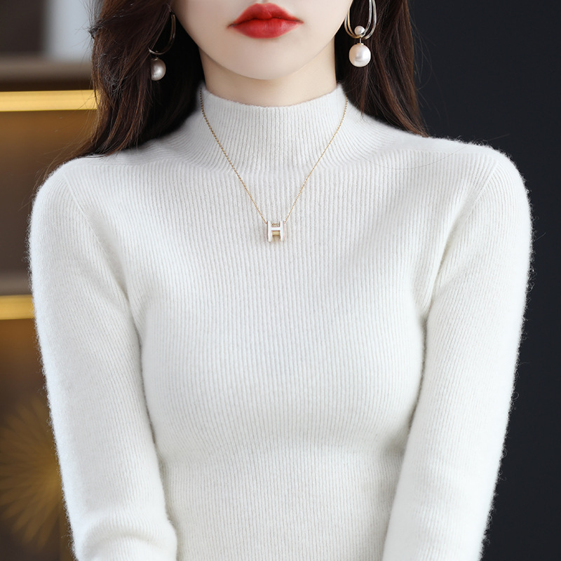 Women's Knit Sweater with Stand-Up Collar, Seamless
