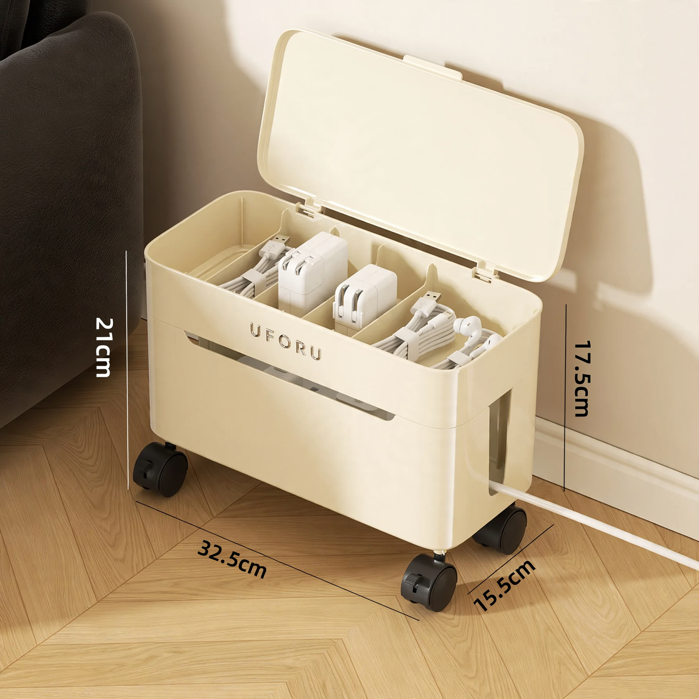 Cable organizer with wheels, double-layered, model DD2626