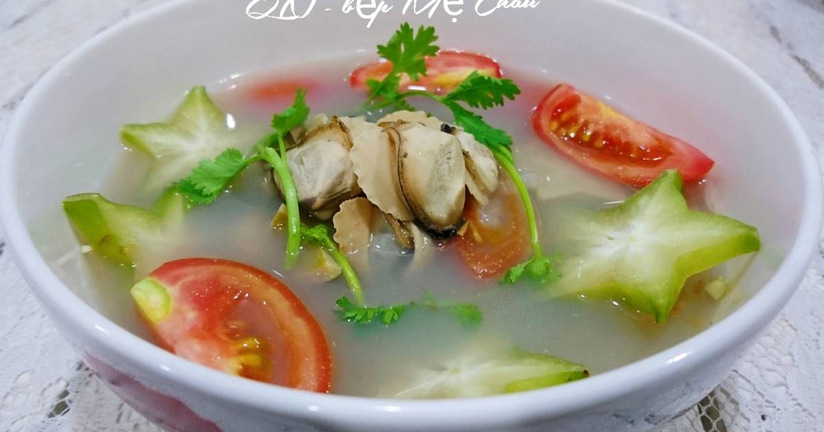 Canh nghêu nấu khế cà chua