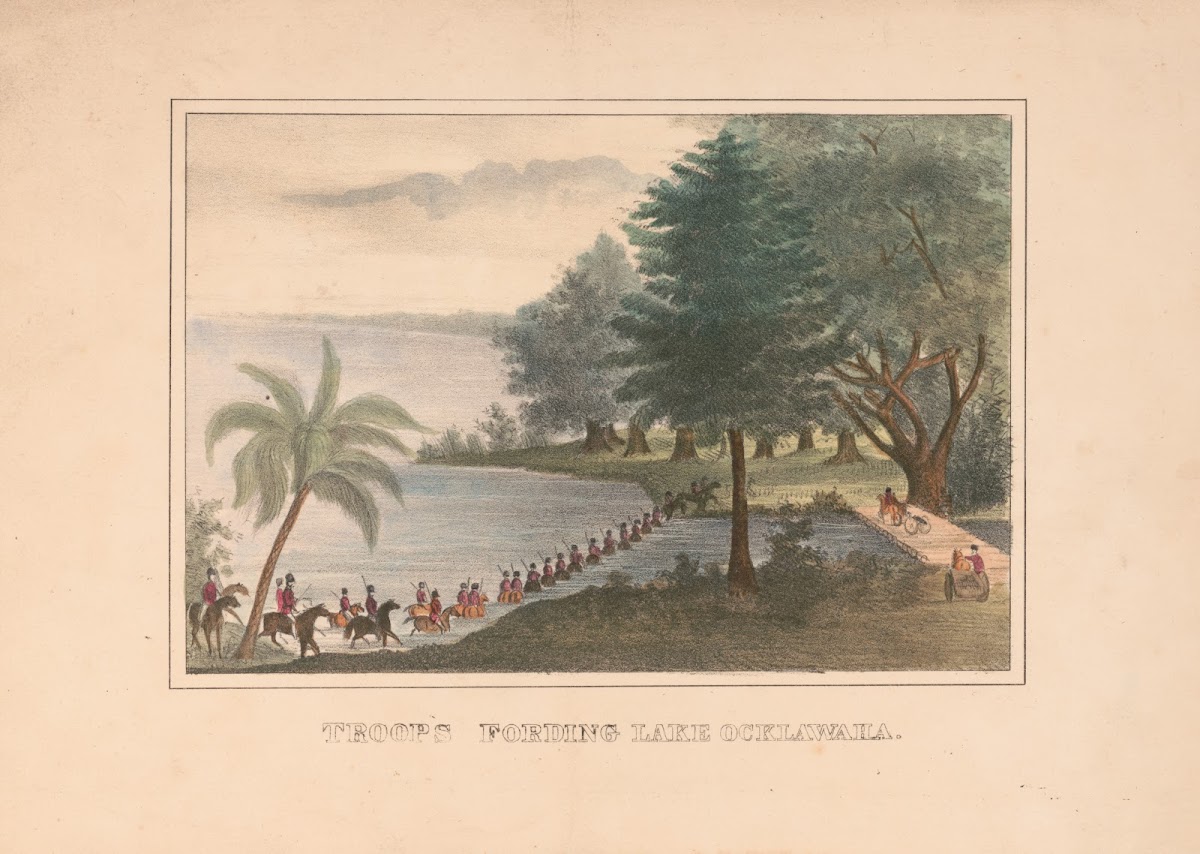 Troops fording Lake Ocklawaha 1837