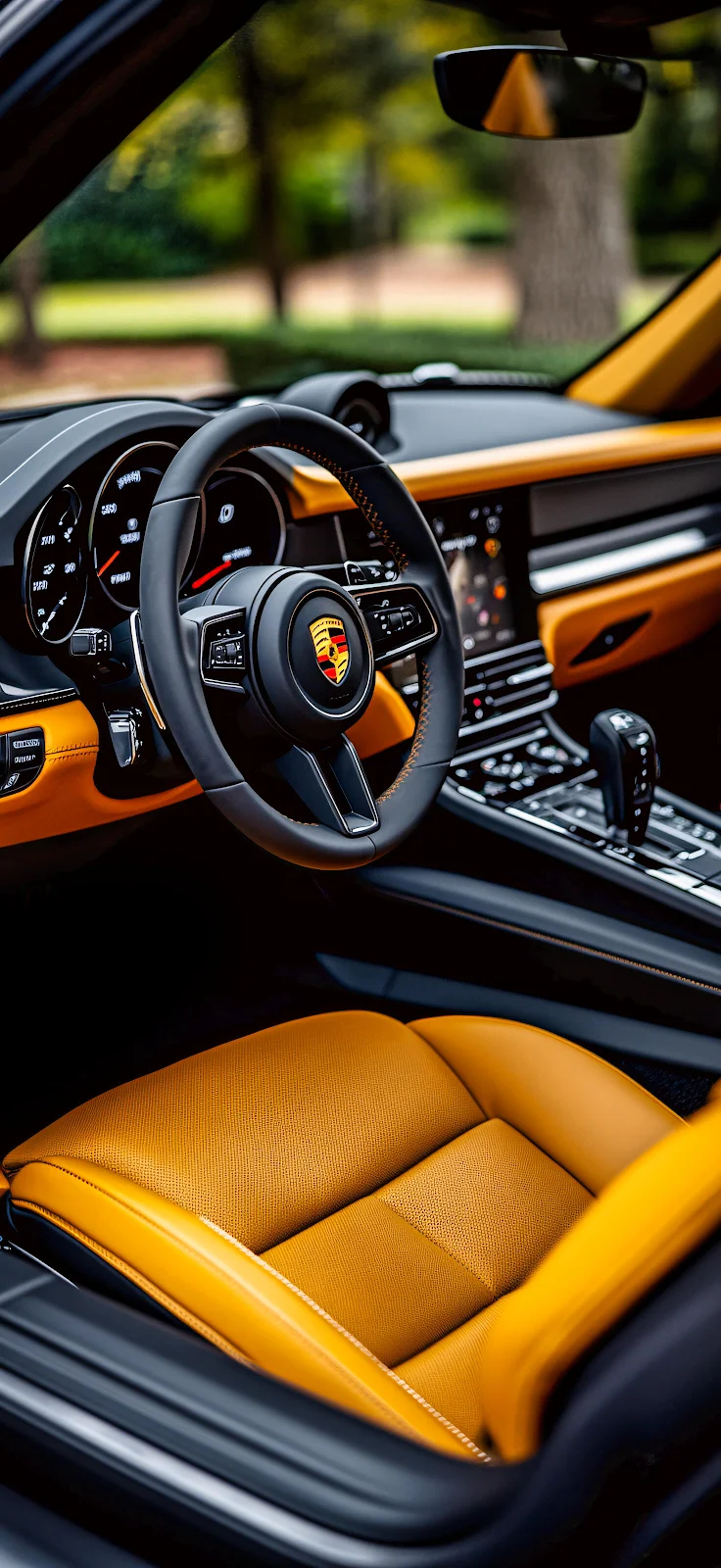 Porsche Interior, Car Dashboard, Luxury Car, Vehicle Interior 2K iPhone Wallpaper Background (1472x3200)