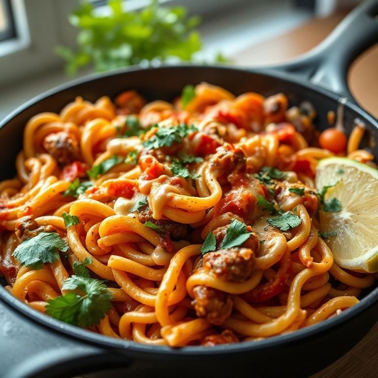 Taco Pasta Skillet Meal Recipe – Quick, Easy, Comfort Food Dinner finished