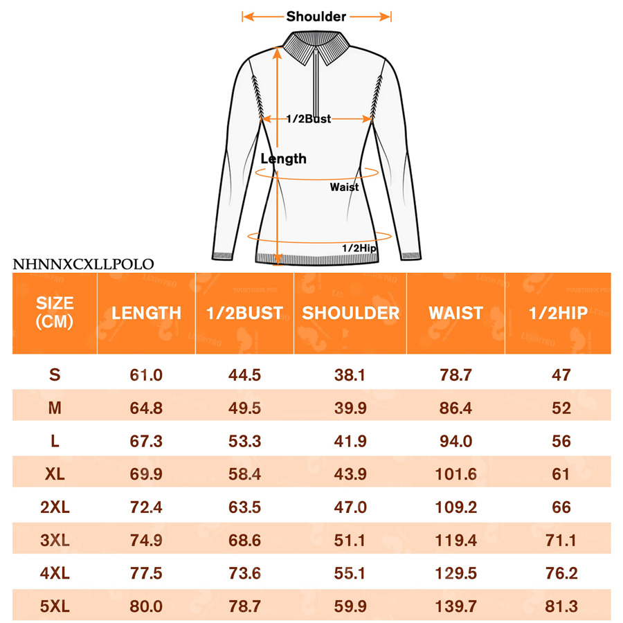 AOP HNH Women's Long Sleeve Zip Polo