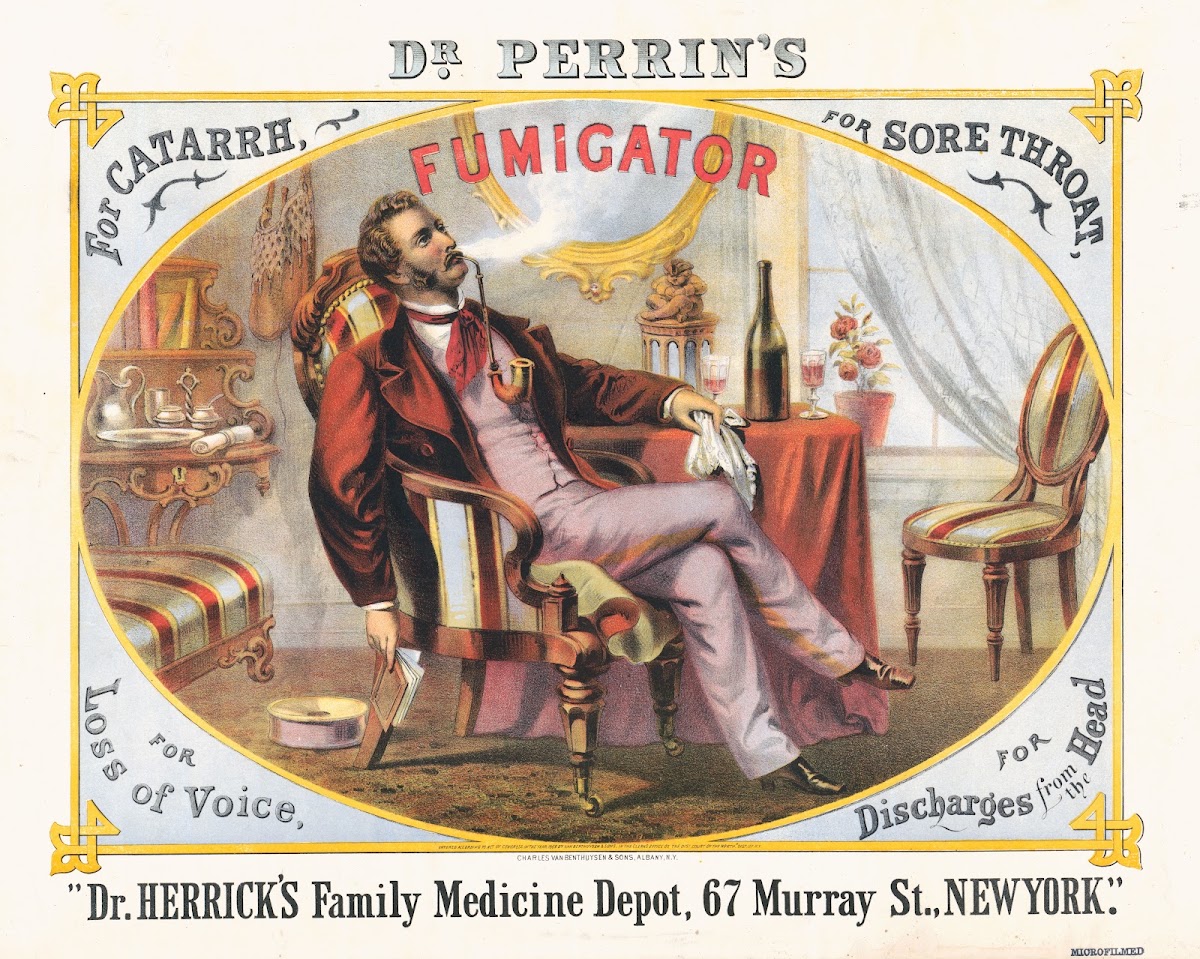 Dr Perrins fumigator For catarrh for sore throat for loss of voice for discharge