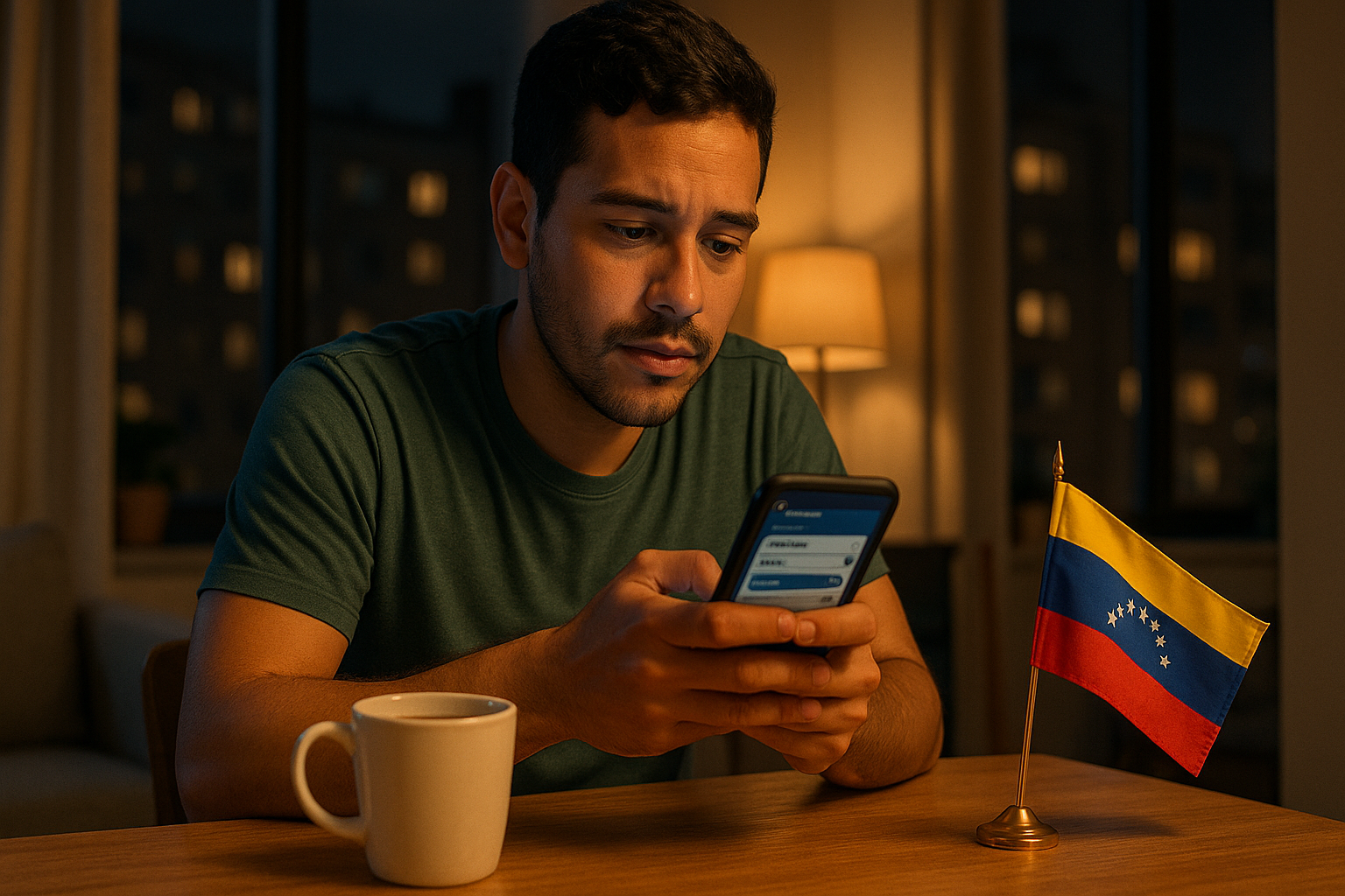 venezolano en el exterior comparando remesas baratas a Venezuela en el celular