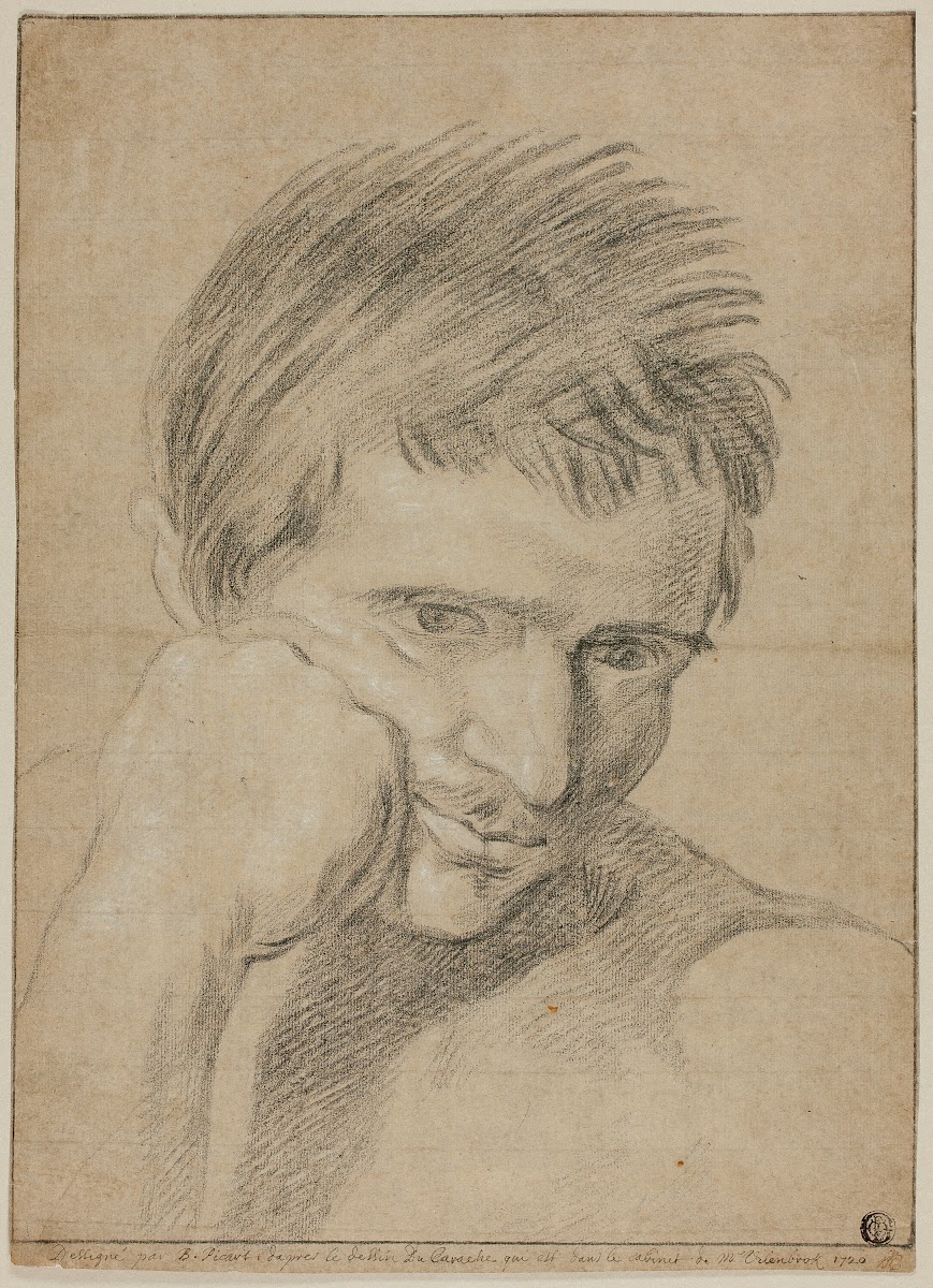 Bust of Young Man Resting Chin on Hand c 1720