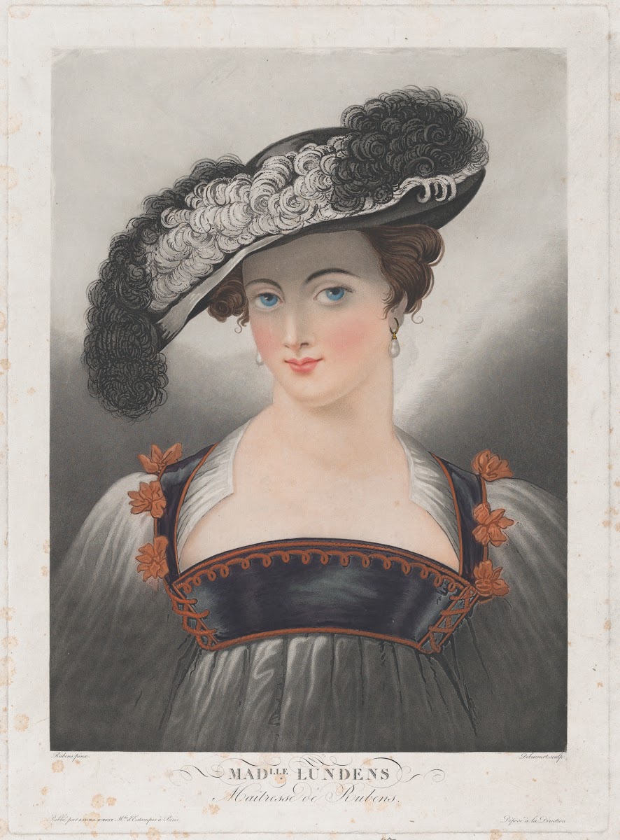 Portrait of Susanna Lunden wearing wide brimmed hat with feathers ca 180935