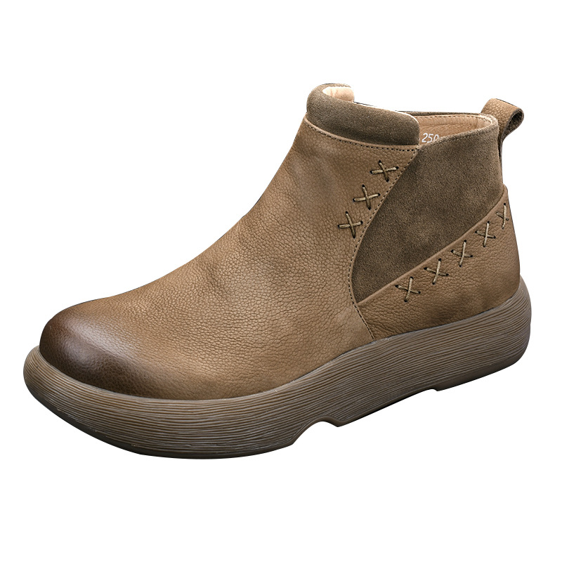 Men's genuine leather Chelsea boots, lined, with zipper