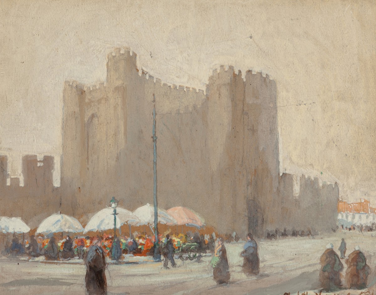 Belgian Flower Vendors Gravensteen Castle Gent Belgium 1902