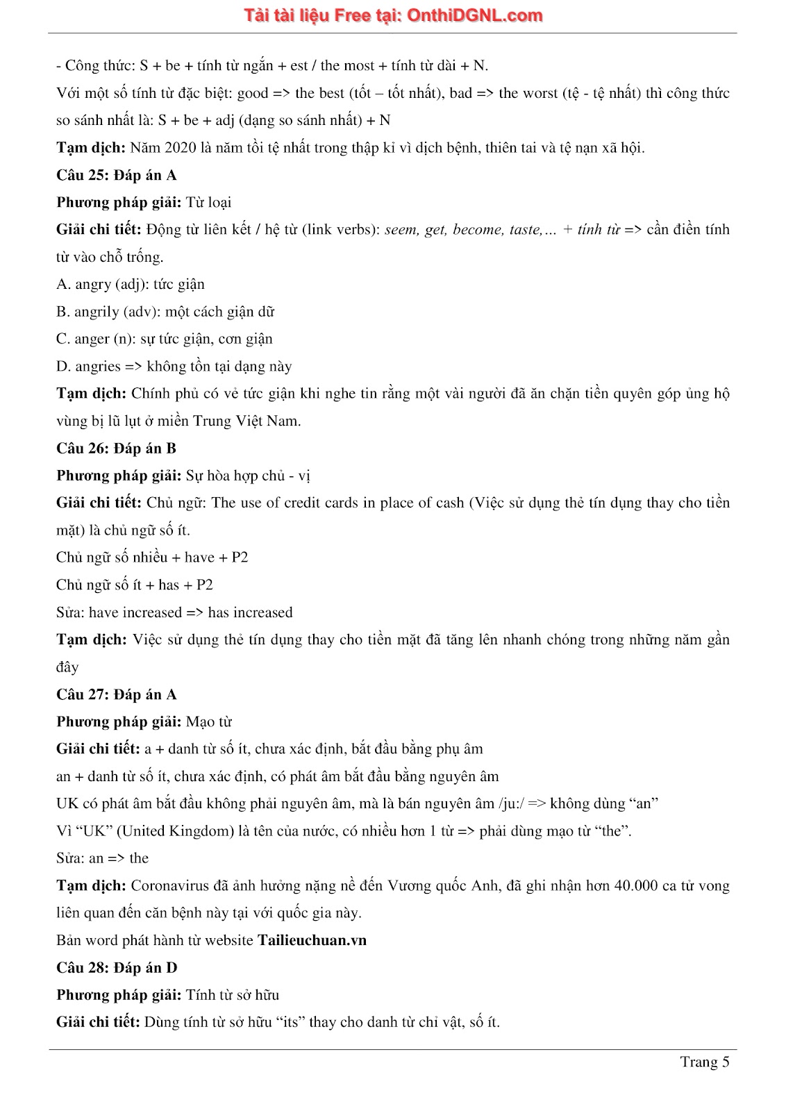 800 bài tập môn Tiếng Anh - Ôn thi ĐGNL ĐHQG TP HCM Phần 1