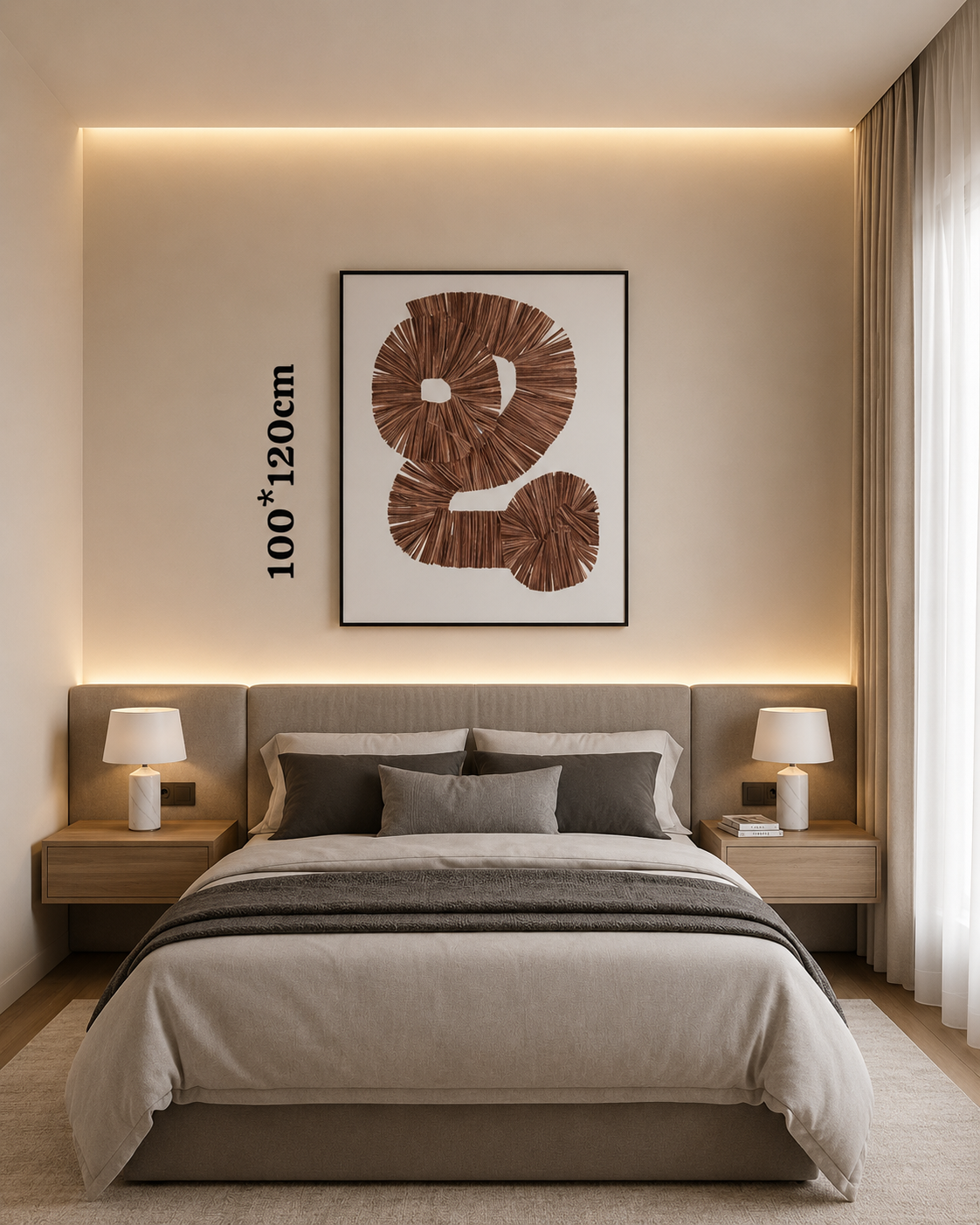 Framed Number -2- Art – Brown Typography 100-120cm