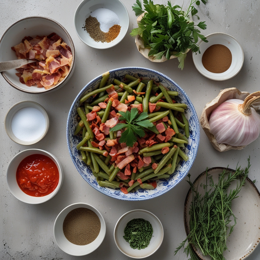 Ingredients for Bacon Loaded Green Bean Casserole - Easy Homemade Comfort Side Dish