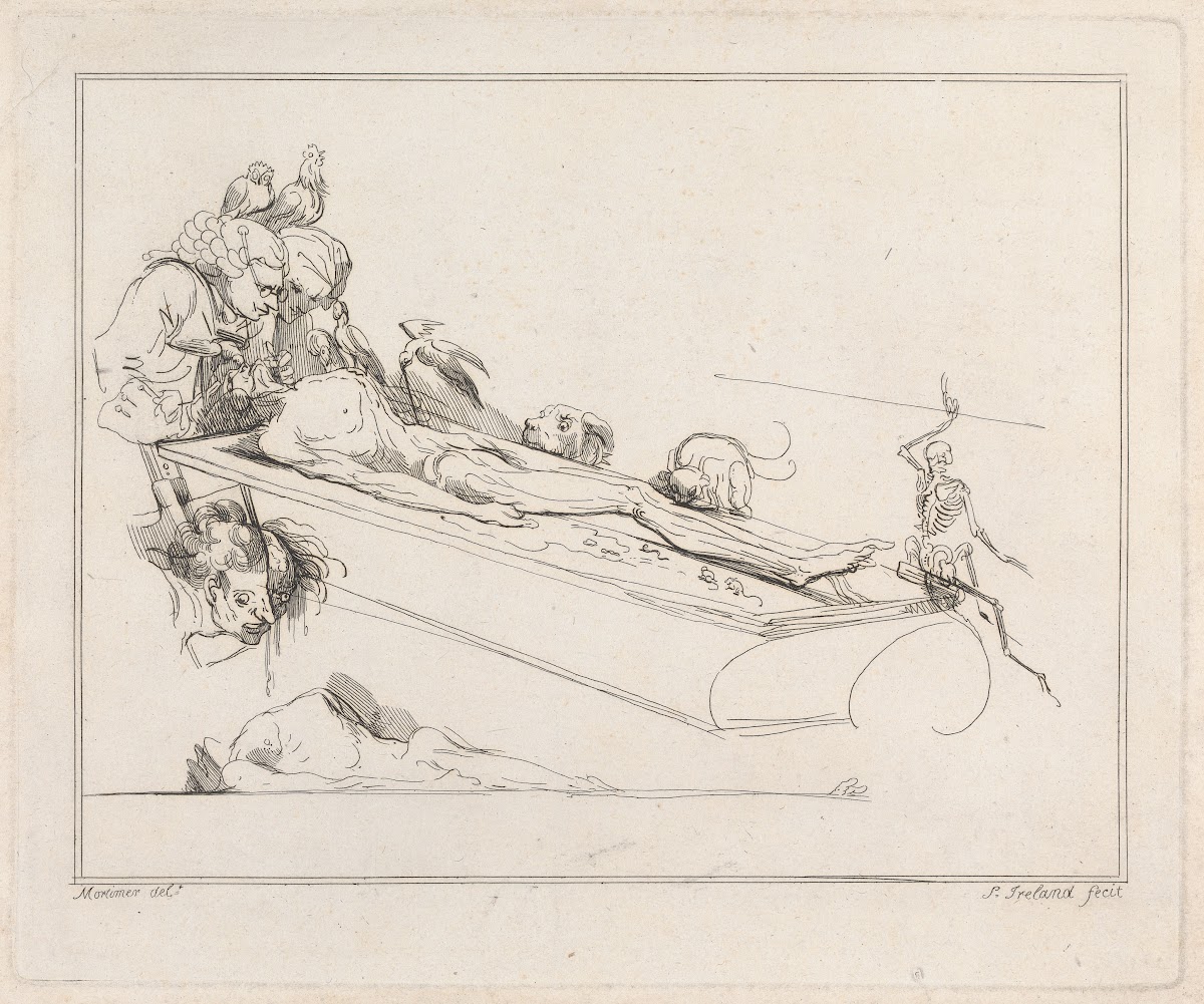 Doctors Birds Dog Rat and Skeleton attending a Corpse