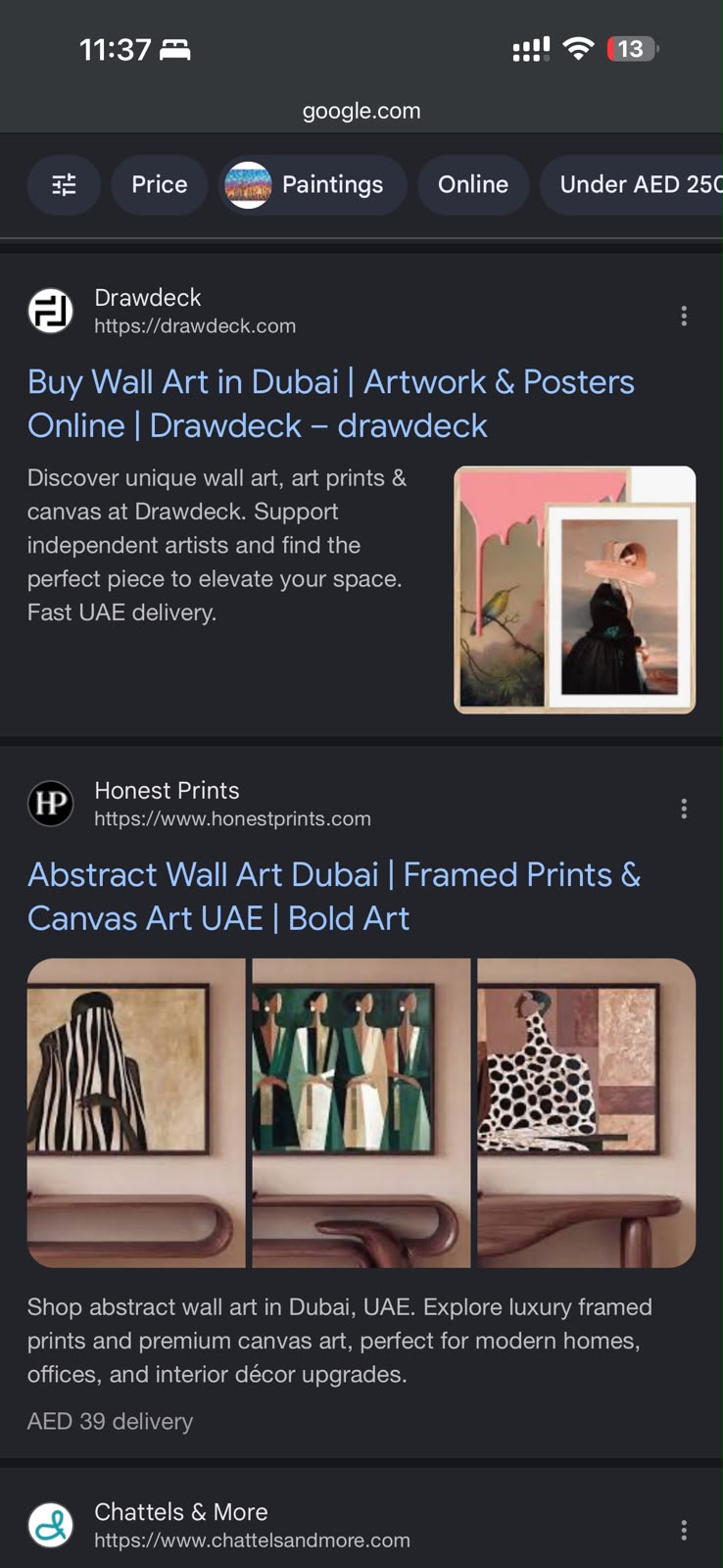 Drawdeck organic Google ranking