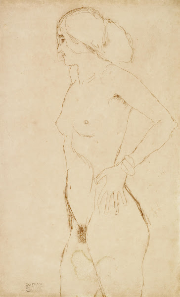 Standing nude girl facing left 1910