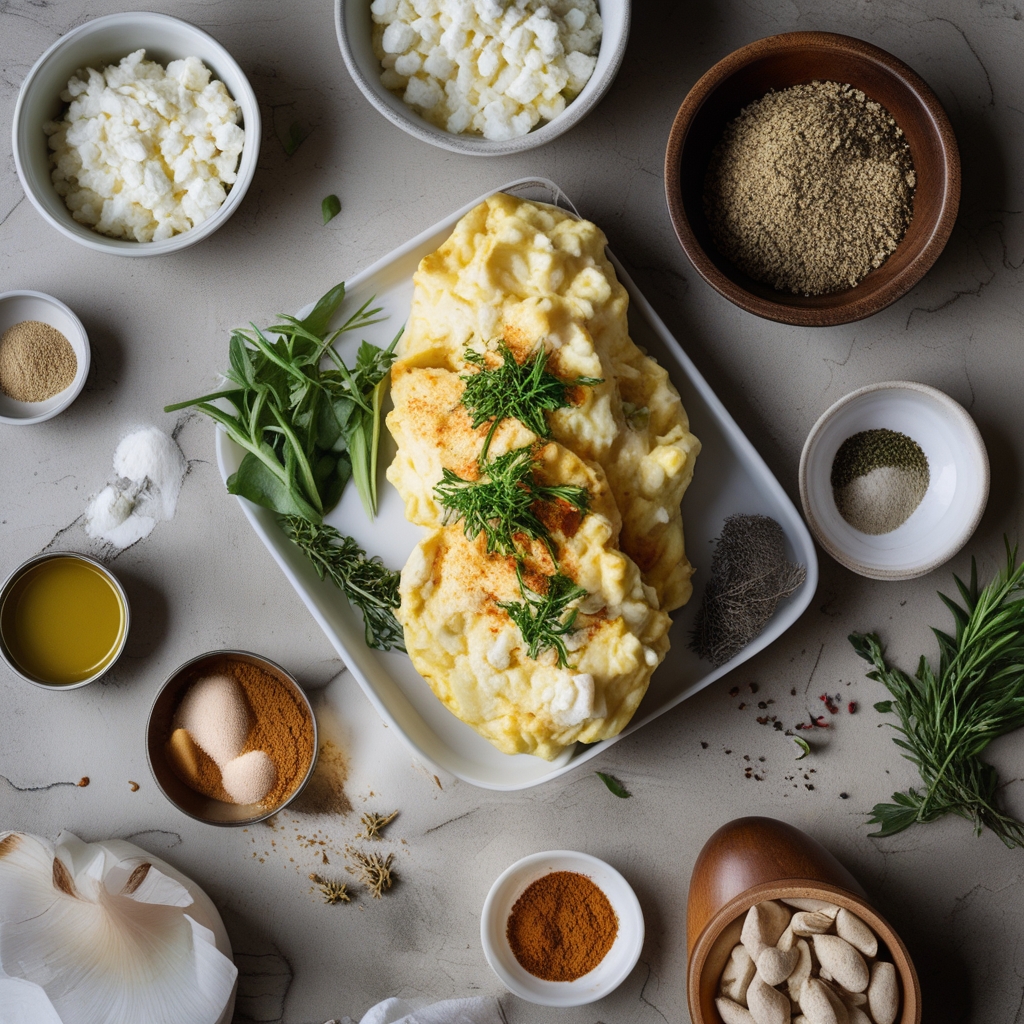 Ingredients for Light and Fluffy Cottage Cheese Egg Muffins Perfect for a High Protein Morning Boost Recipe