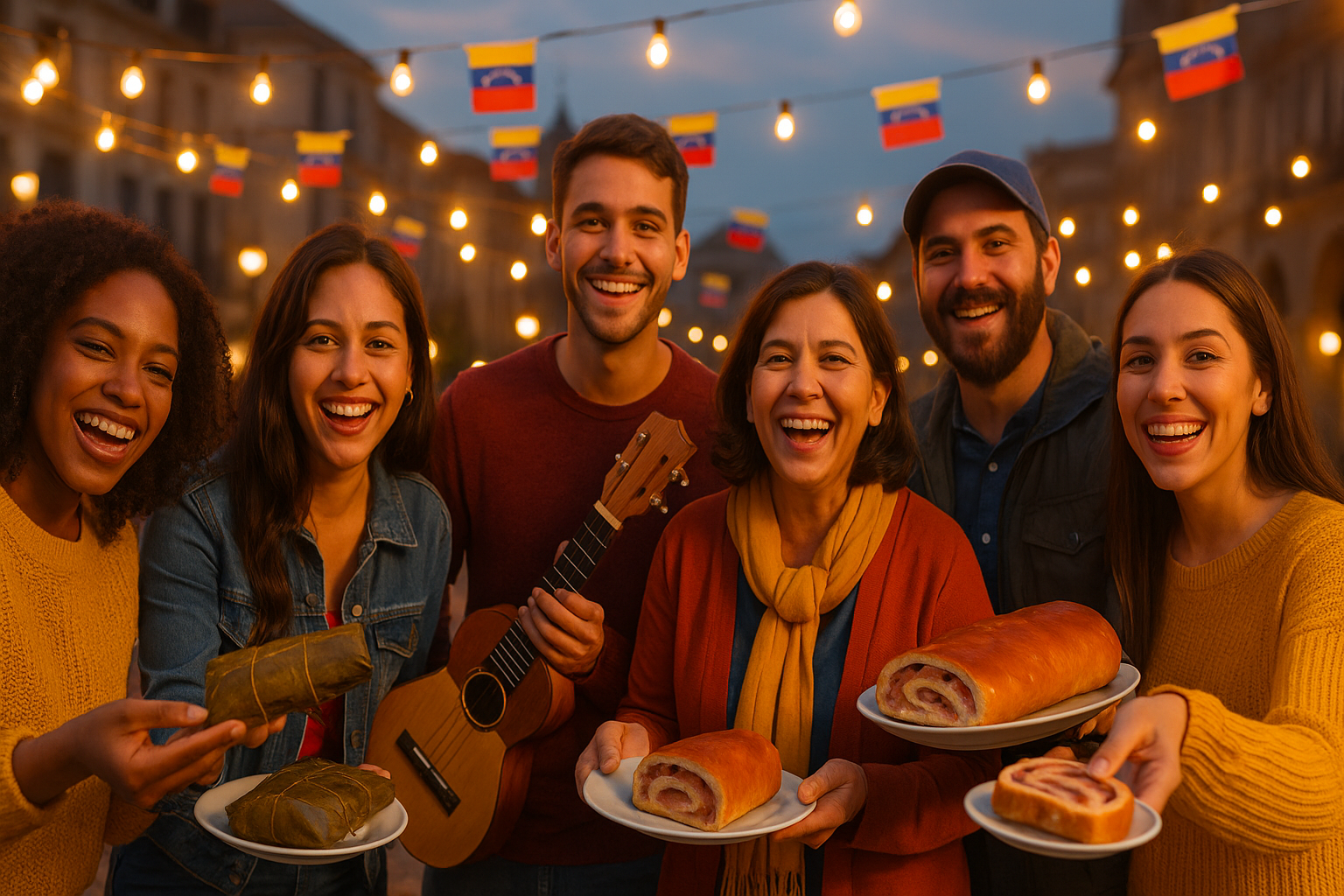 Familias venezolanas en el exterior compartiendo hallacas y música decembrina