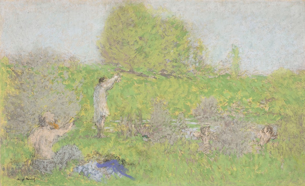 Femme et enfants au bord dune rivière 1899 1900