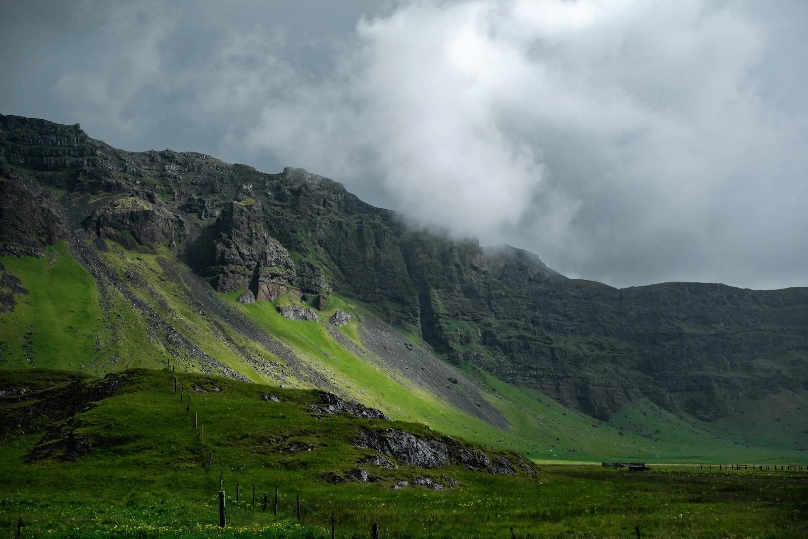 Green Cliffs Under Cloudy Sky - Nature Photography 4K Wallpaper (5000x3333)