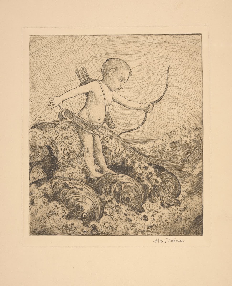 Amor mit drei Delphinen Cupid with three dolphins