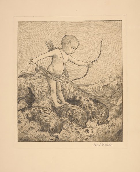 Amor mit drei Delphinen Cupid with three dolphins