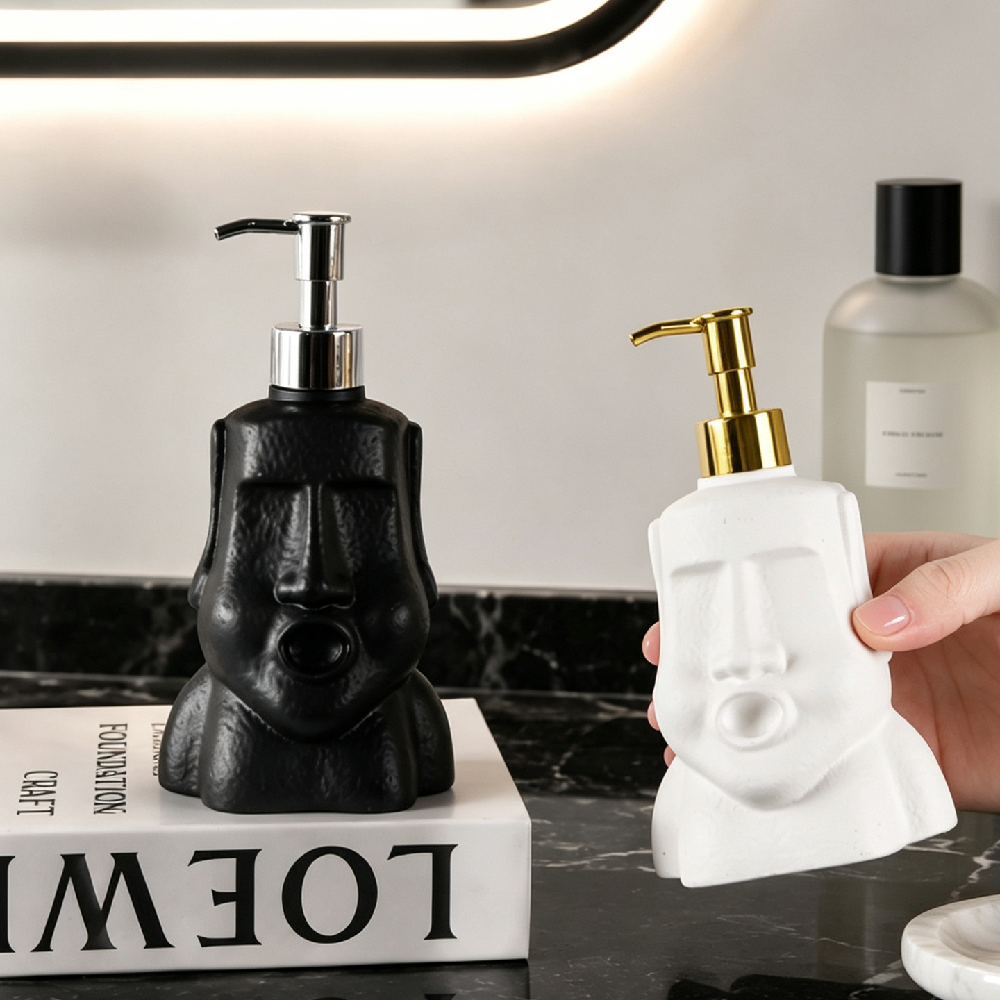 Soap Dispenser Moai Head, 300 ml
