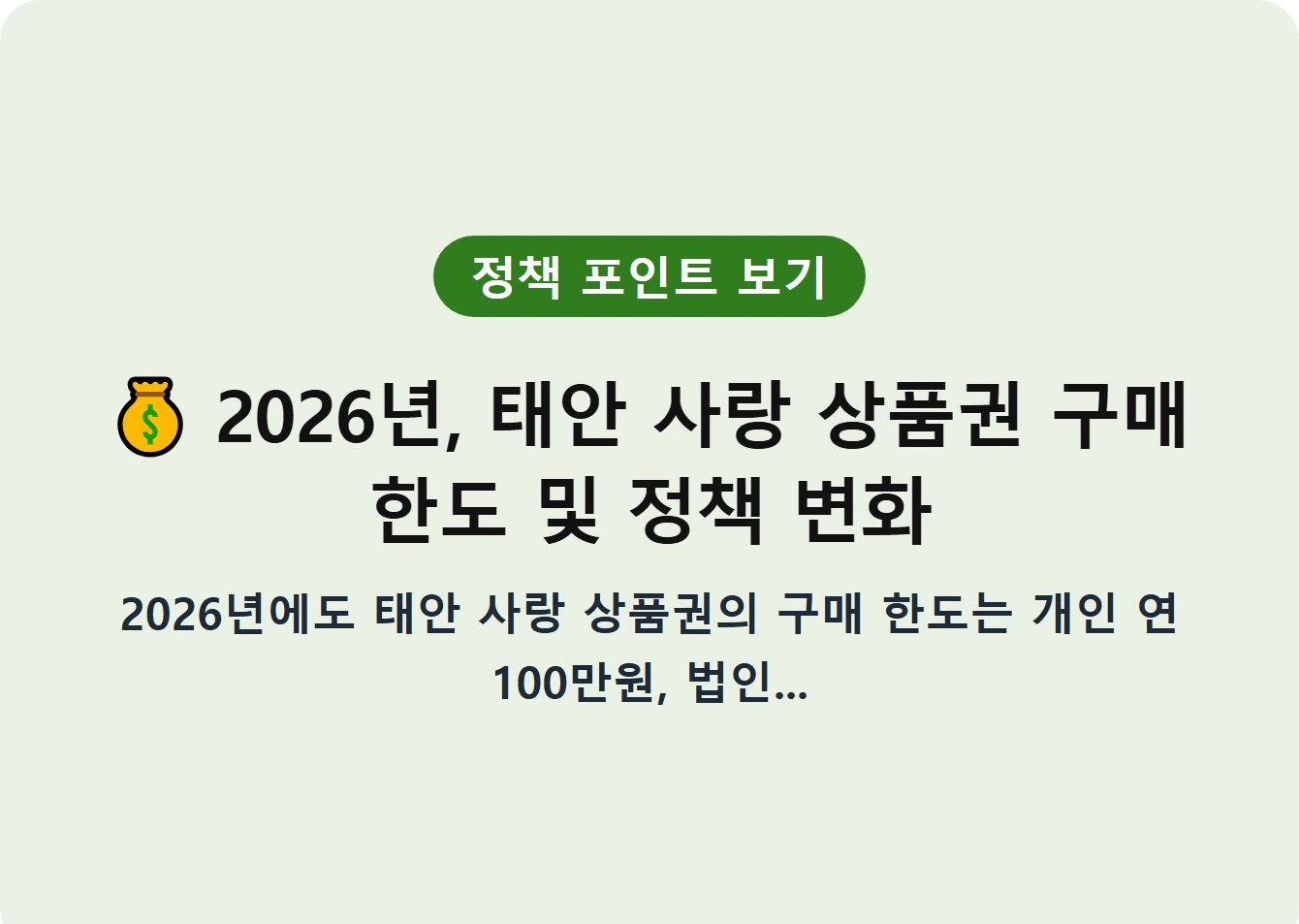 2026년, 태안 사랑 상품권 구매 한도 및 정책 변화