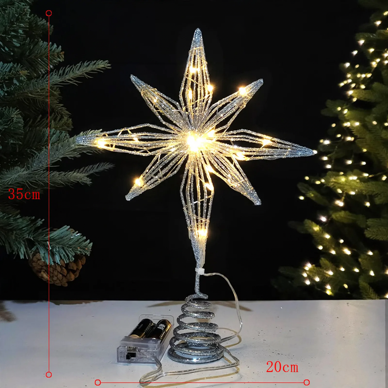 Illuminated Christmas Tree Star Made of Iron