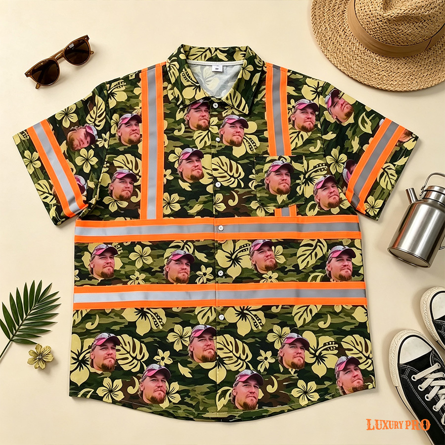 Regular Collar Shirt with Orange Reflective Strips