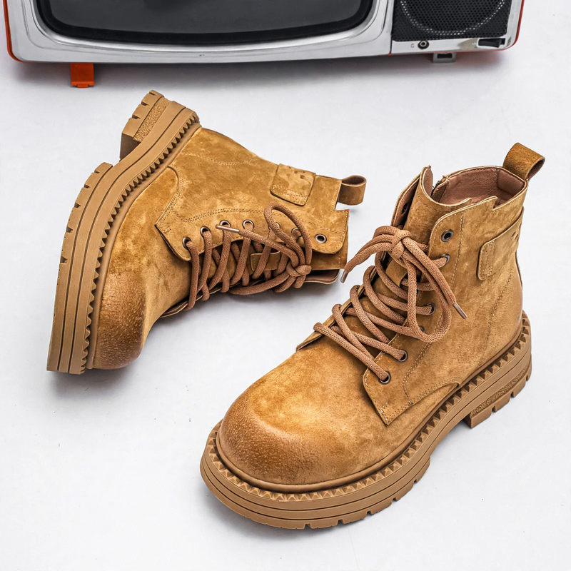 Robuste Herren-Stiefel, Vintage-Stil, Schnürung