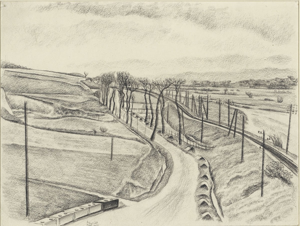 Landschap met weg en trambaan 1931