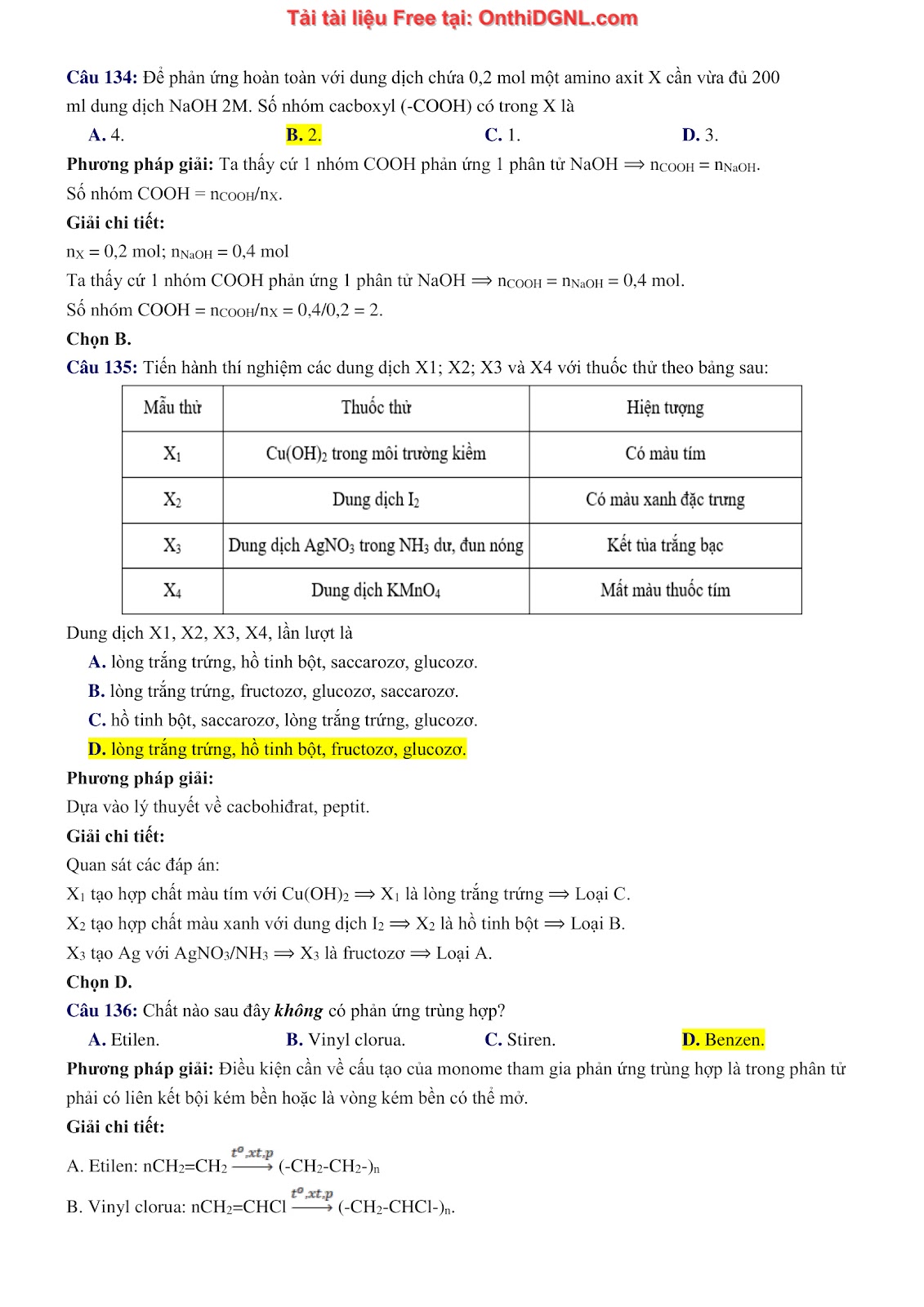 260 bài tập môn Hóa học - Ôn thi ĐGNL ĐHQG Hà Nội Phần 14