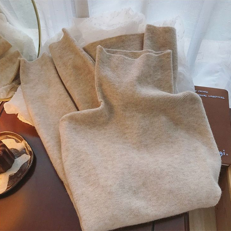 Women's turtleneck sweater, solid, knitted