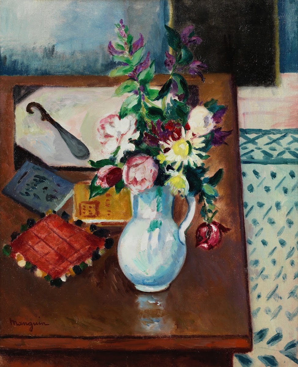 Coin de table fleurs roses