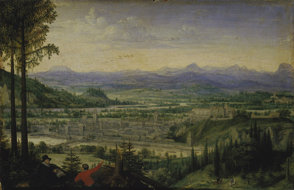 View of Linz with Artist Drawing in the Foreground 1593