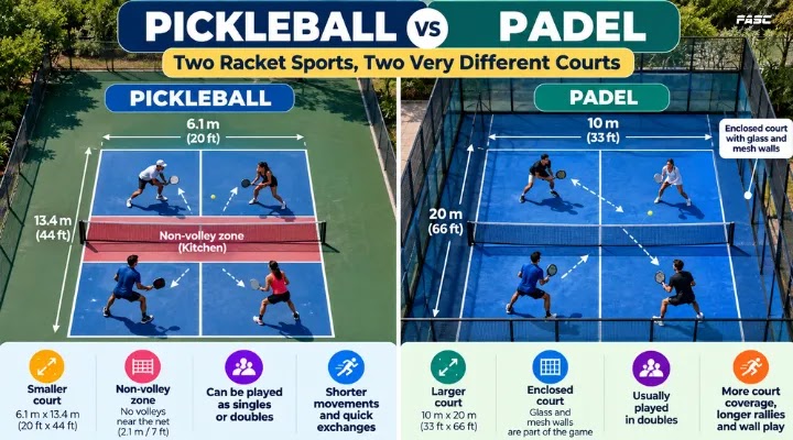 Pickleball vs Padel: Two racket sports, two very different courts