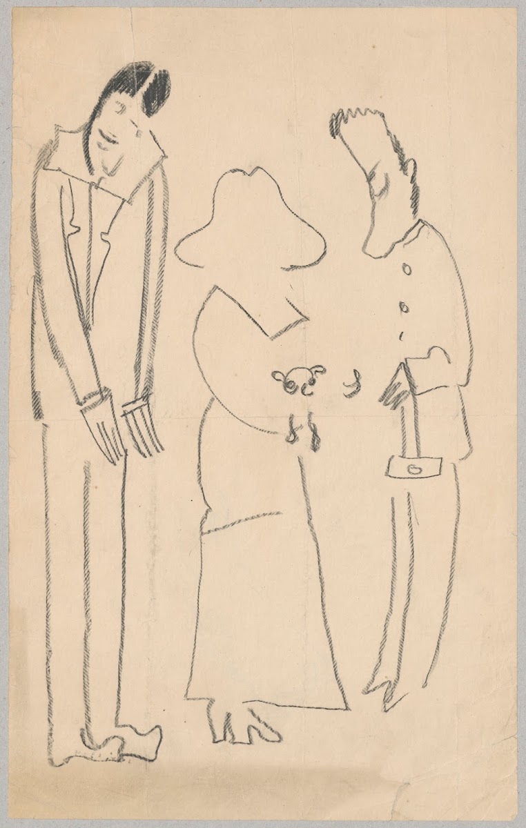 Humorous sketches of three persons 1916