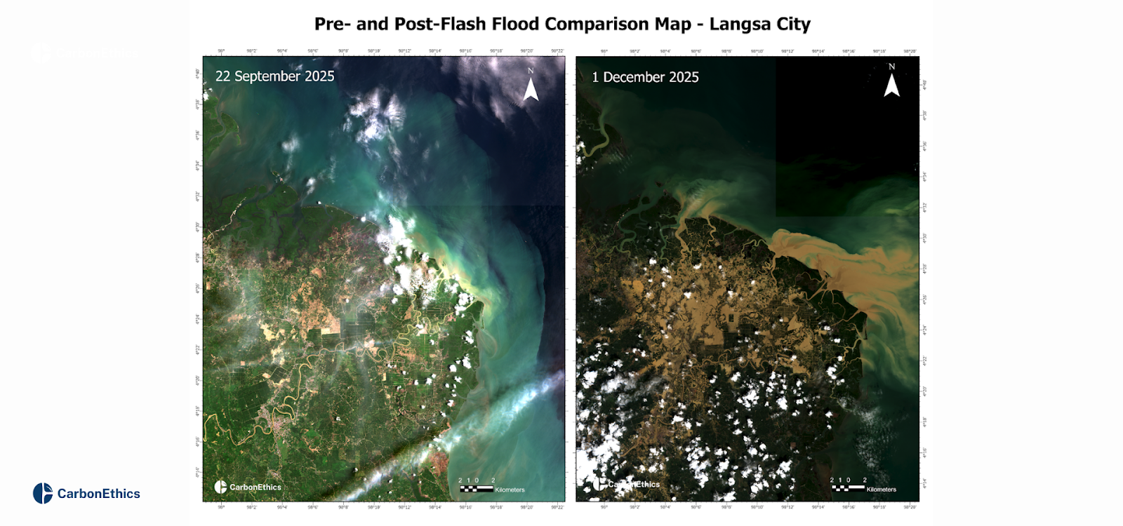 Pre and post-flood comparison map (Kota Langsa)