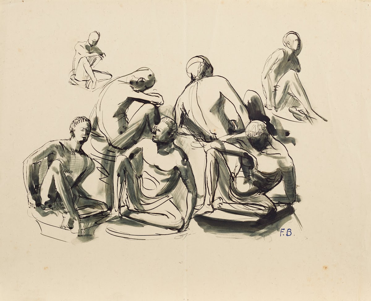 Sieben sitzende Jünglinge 1927 1931