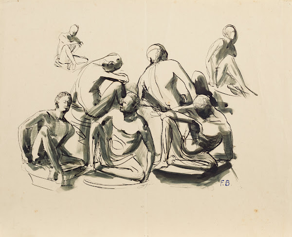 Sieben sitzende Jünglinge 1927 1931