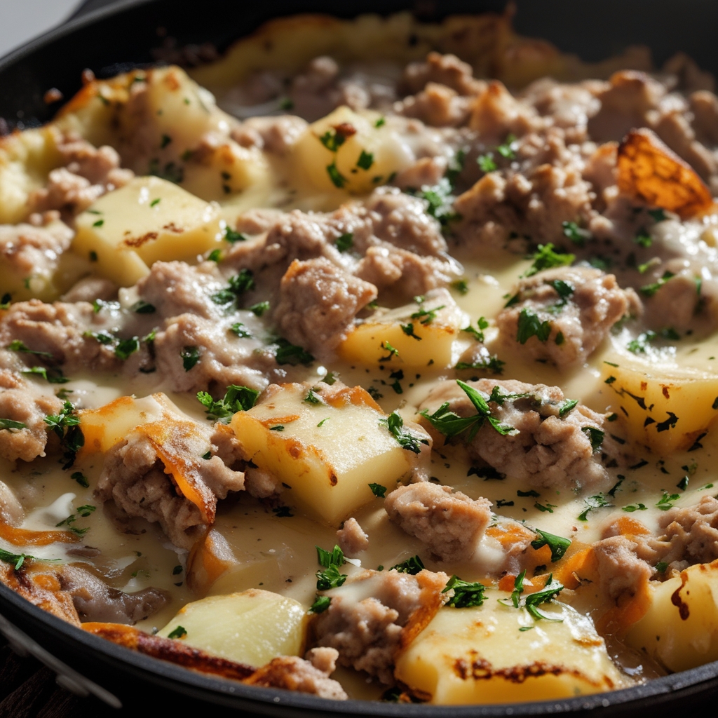 Easy One-Pan Cheesy Meat and Potato Skillet Recipe for a Quick Comfort Dinner