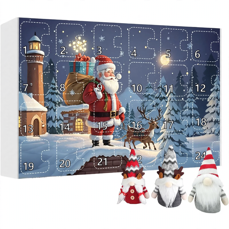 Weihnachts-Adventskalender mit Wichtel-Figuren