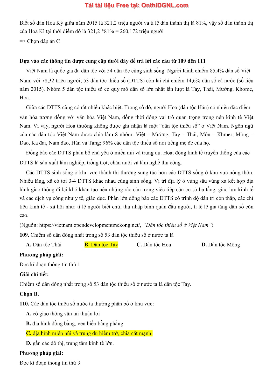 250 bài tập môn Địa Lý - Ôn thi ĐGNL ĐHQG TP HCM Phần 12